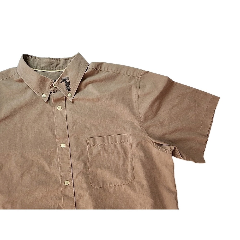 Basic Editions Men's XLT Smoking Black Sheep Graphic Brown Cotton Blend‎ Button